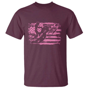 Snowmobile Snowcross Girls Pink American Flag T Shirt TS11 Maroon Print Your Wear