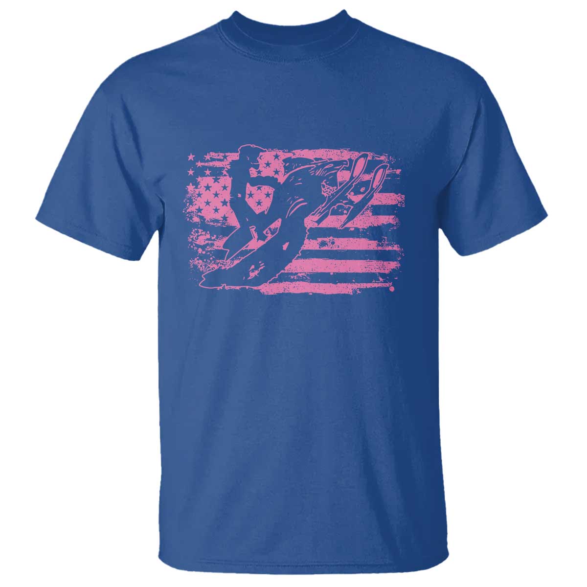 Snowmobile Snowcross Girls Pink American Flag T Shirt TS11 Royal Blue Print Your Wear