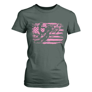 Snowmobile Snowcross Girls Pink American Flag T Shirt For Women TS11 Dark Forest Green Print Your Wear