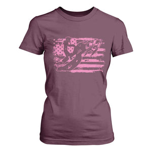 Snowmobile Snowcross Girls Pink American Flag T Shirt For Women TS11 Maroon Print Your Wear
