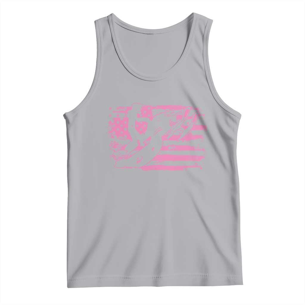 Snowmobile Snowcross Girls Pink American Flag Tank Top TS11 Athletic Heather Print Your Wear