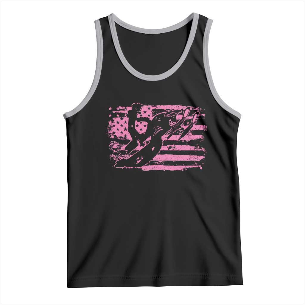 Snowmobile Snowcross Girls Pink American Flag Tank Top TS11 Black Athletic Heather Print Your Wear