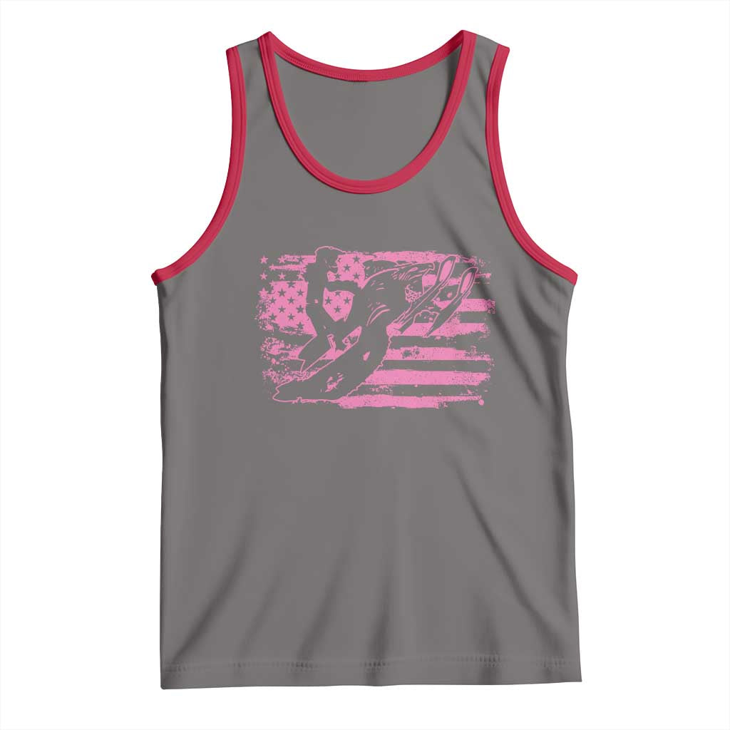 Snowmobile Snowcross Girls Pink American Flag Tank Top TS11 Deep Heather Red Print Your Wear