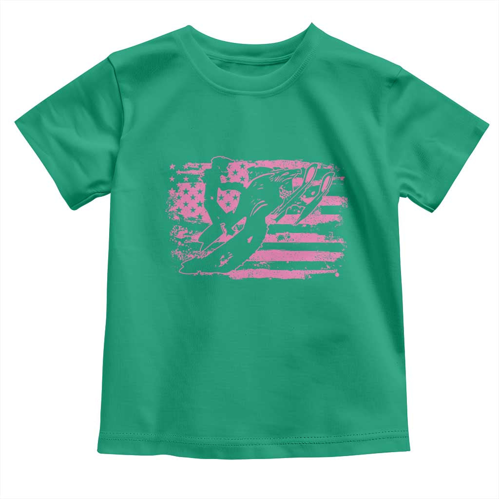 Snowmobile Snowcross Girls Pink American Flag Toddler T Shirt TS11 Irish Green Print Your Wear