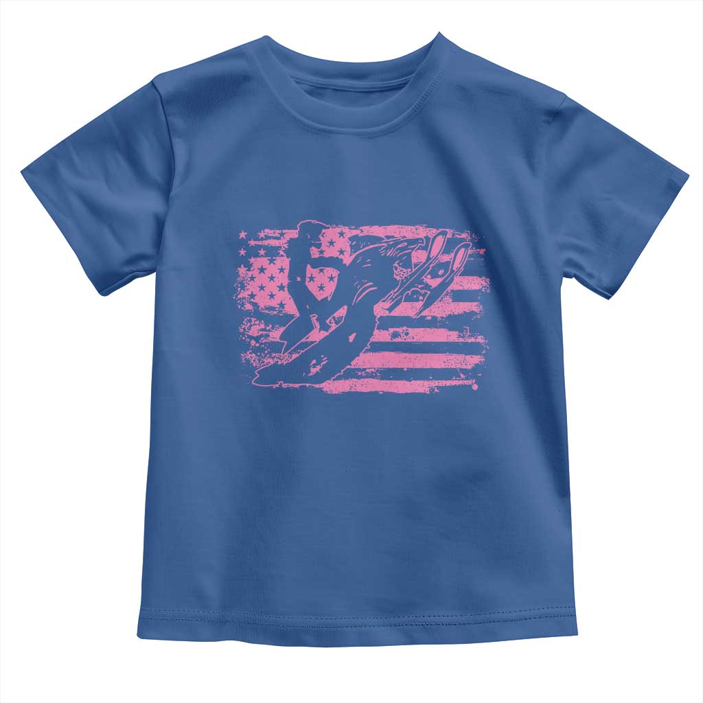Snowmobile Snowcross Girls Pink American Flag Toddler T Shirt TS11 Royal Blue Print Your Wear