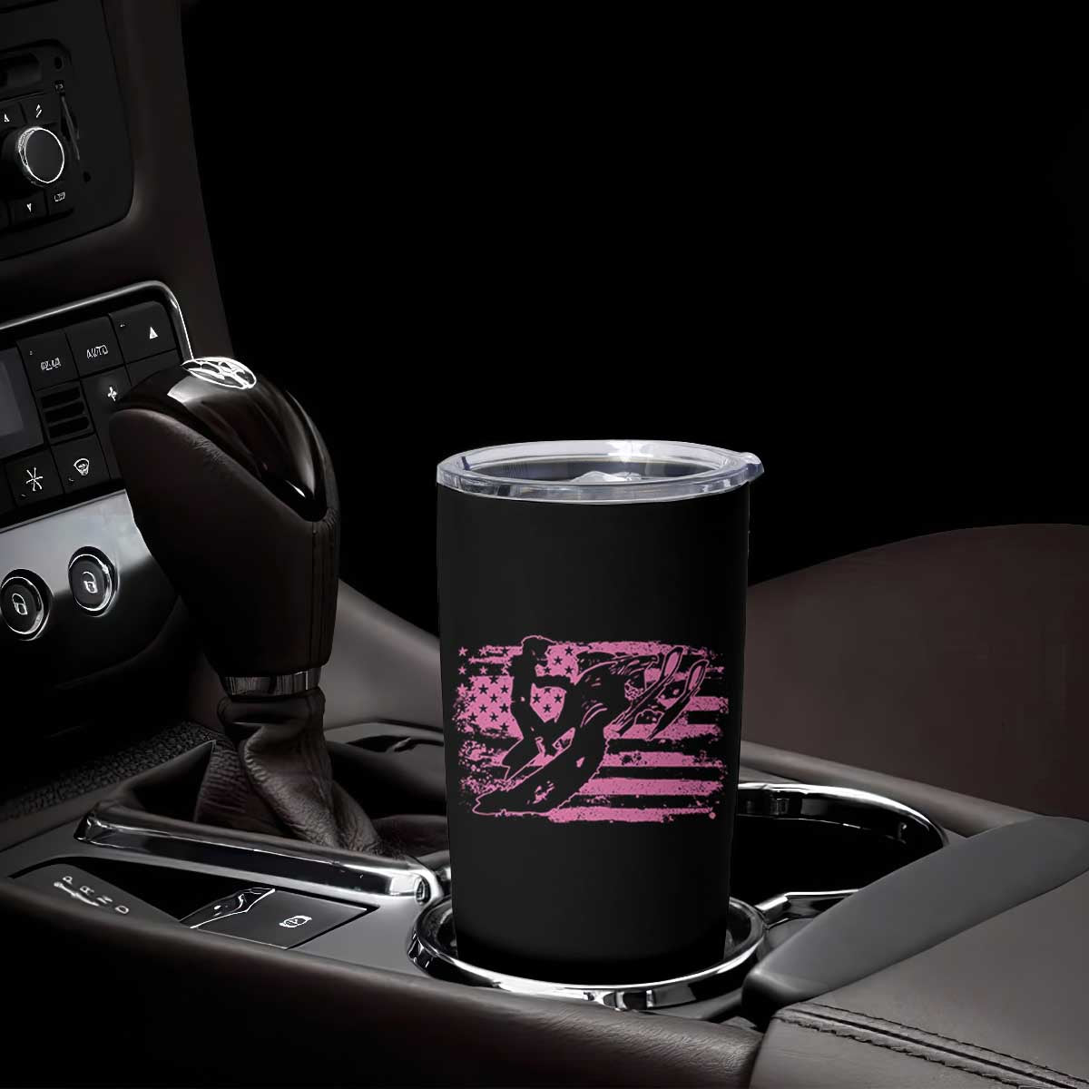 Snowmobile Snowcross Girls Pink American Flag Tumbler Cup TS11 Print Your Wear