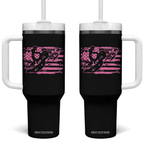 Snowmobile Snowcross Girls Pink American Flag Tumbler With Handle TS11 One Size: 40 oz Black Print Your Wear
