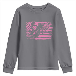 Snowmobile Snowcross Girls Pink American Flag Youth Sweatshirt TS11 Charcoal Print Your Wear