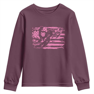 Snowmobile Snowcross Girls Pink American Flag Youth Sweatshirt TS11 Maroon Print Your Wear