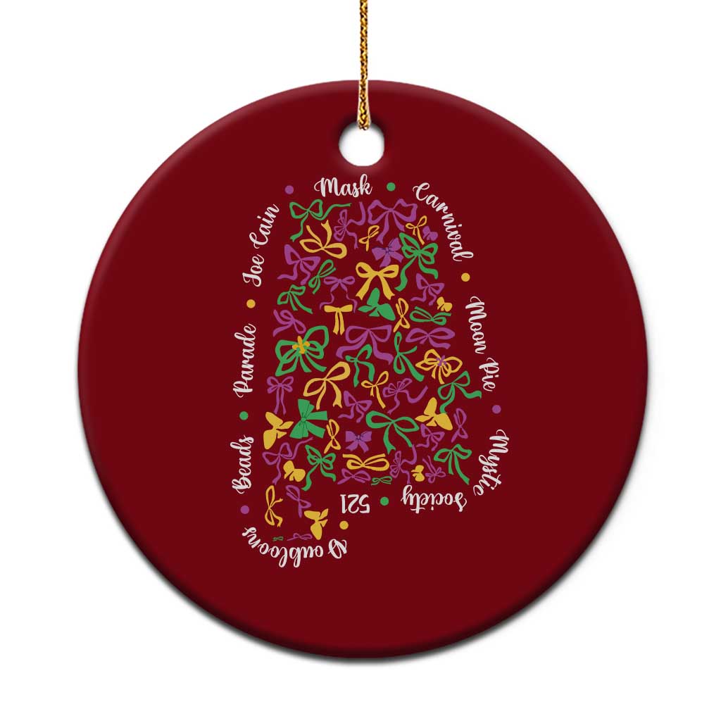 Funny Mardi Gras Alabama Map Coquette Bow Ceramic Ornament Moon Pie Carnival Joe Cain Beads TS11 1pc Red Print Your Wear