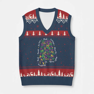 Funny Mardi Gras Alabama Map Coquette Bow V-Neck Knit Sweater Vest Moon Pie Carnival Joe Cain Beads TS11 Navy Red Print Your Wear