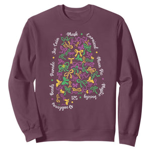 Funny Mardi Gras Alabama Map Coquette Bow Sweatshirt Moon Pie Carnival Joe Cain Beads TS11 Maroon Print Your Wear