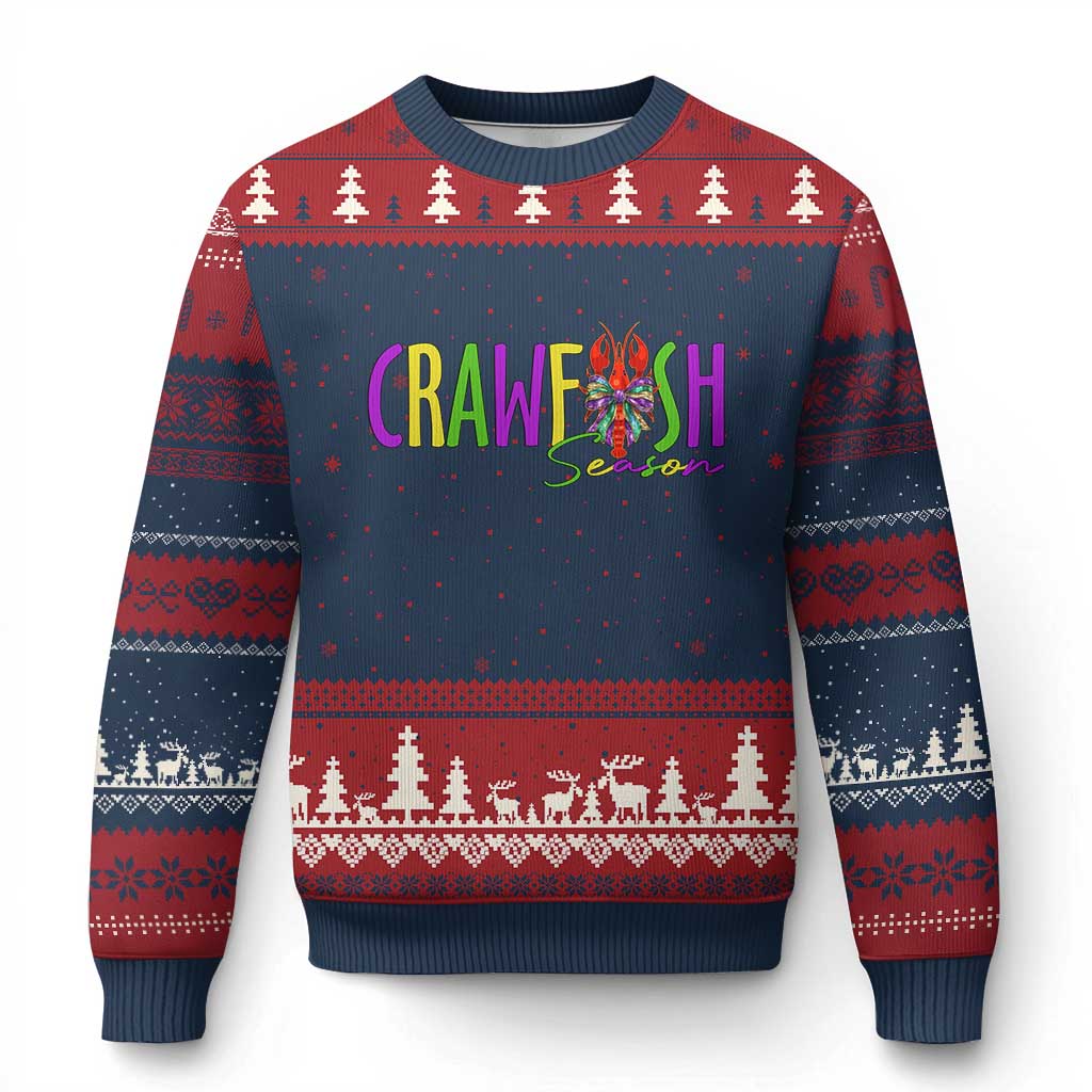 Funny Mardi Gras Cajun Crawfish Season Ugly Christmas Sweater TS11 Navy Red Print Your Wear