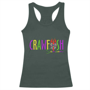Funny Mardi Gras Cajun Crawfish Season Racerback Tank Top TS11 Dark Forest Green Print Your Wear