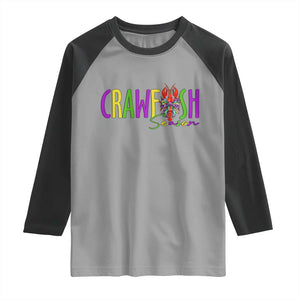 Funny Mardi Gras Cajun Crawfish Season Raglan Shirt TS11 Sport Gray Black Print Your Wear