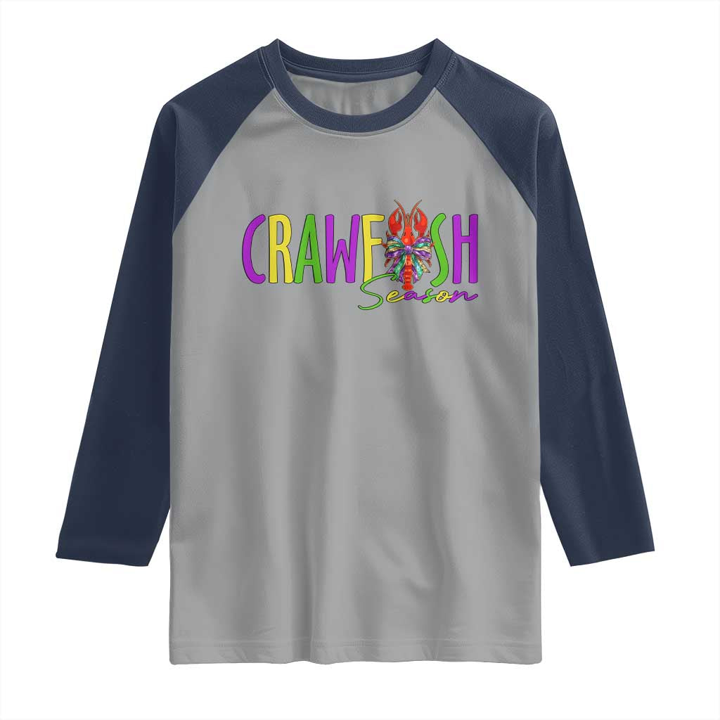 Funny Mardi Gras Cajun Crawfish Season Raglan Shirt TS11 Sport Gray Navy Print Your Wear