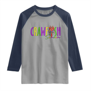 Funny Mardi Gras Cajun Crawfish Season Raglan Shirt TS11 Sport Gray Navy Print Your Wear