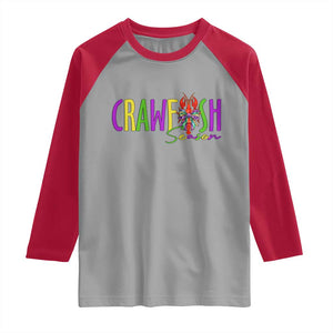 Funny Mardi Gras Cajun Crawfish Season Raglan Shirt TS11 Sport Gray Red Print Your Wear