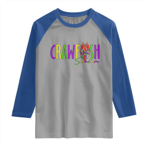 Funny Mardi Gras Cajun Crawfish Season Raglan Shirt TS11 Sport Gray Royal Print Your Wear