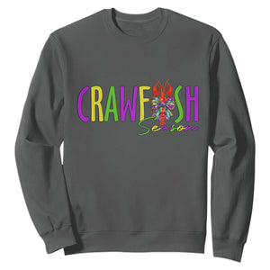 Funny Mardi Gras Cajun Crawfish Season Sweatshirt TS11 Dark Heather Print Your Wear