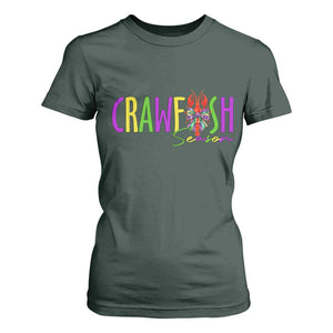Funny Mardi Gras Cajun Crawfish Season T Shirt For Women TS11 Dark Forest Green Print Your Wear