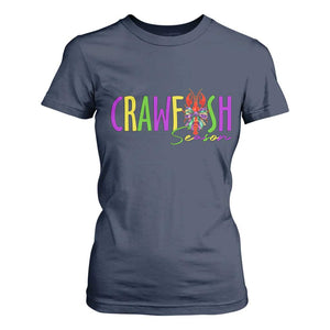 Funny Mardi Gras Cajun Crawfish Season T Shirt For Women TS11 Navy Print Your Wear