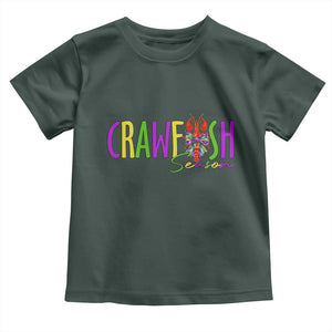 Funny Mardi Gras Cajun Crawfish Season Toddler T Shirt TS11 Dark Forest Green Print Your Wear