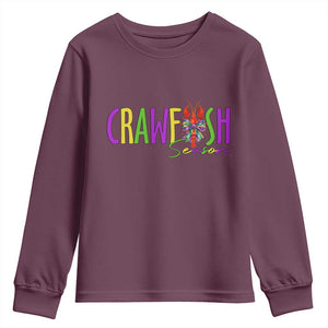 Funny Mardi Gras Cajun Crawfish Season Youth Sweatshirt TS11 Maroon Print Your Wear