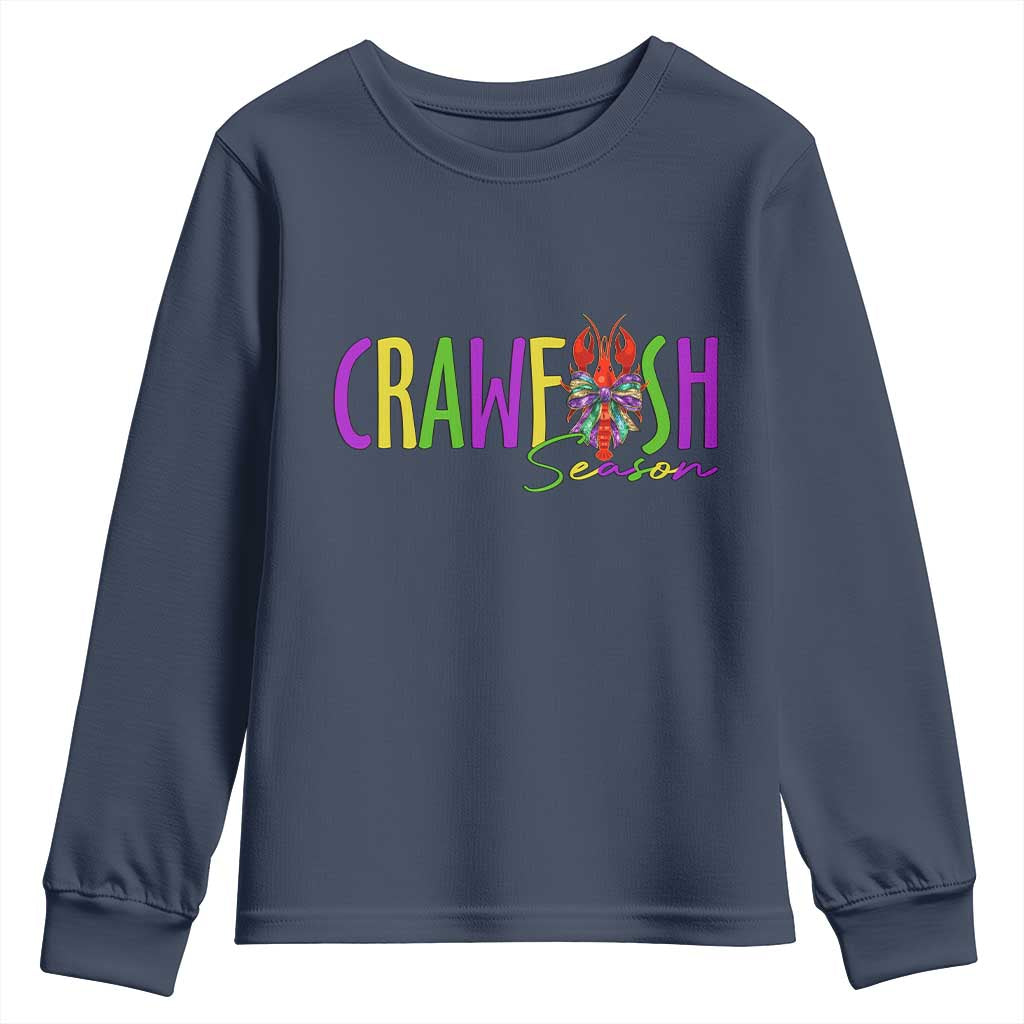 Funny Mardi Gras Cajun Crawfish Season Youth Sweatshirt TS11 Navy Print Your Wear