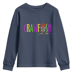 Funny Mardi Gras Cajun Crawfish Season Youth Sweatshirt TS11 Navy Print Your Wear