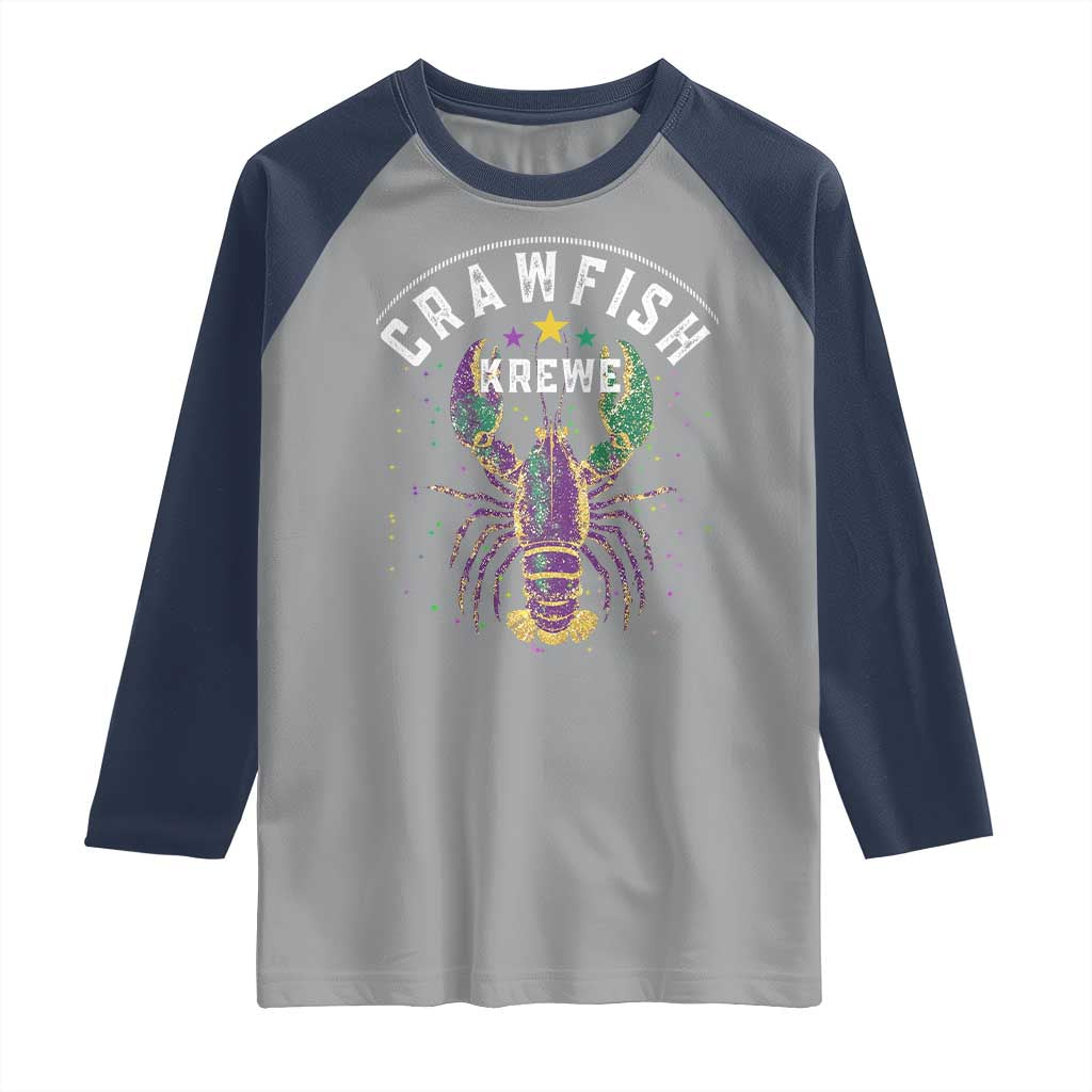 Funny Cajun Crawfish Boil Mardi Gras Raglan Shirt Crawfish Krewe TS11 Sport Gray Navy Print Your Wear