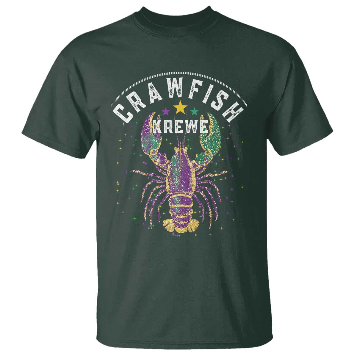 Funny Cajun Crawfish Boil Mardi Gras T Shirt Crawfish Krewe TS11 Dark Forest Green Print Your Wear