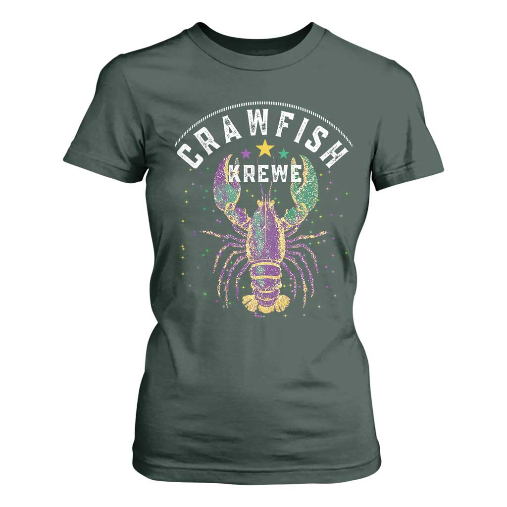 Funny Cajun Crawfish Boil Mardi Gras T Shirt For Women Crawfish Krewe TS11 Dark Forest Green Print Your Wear