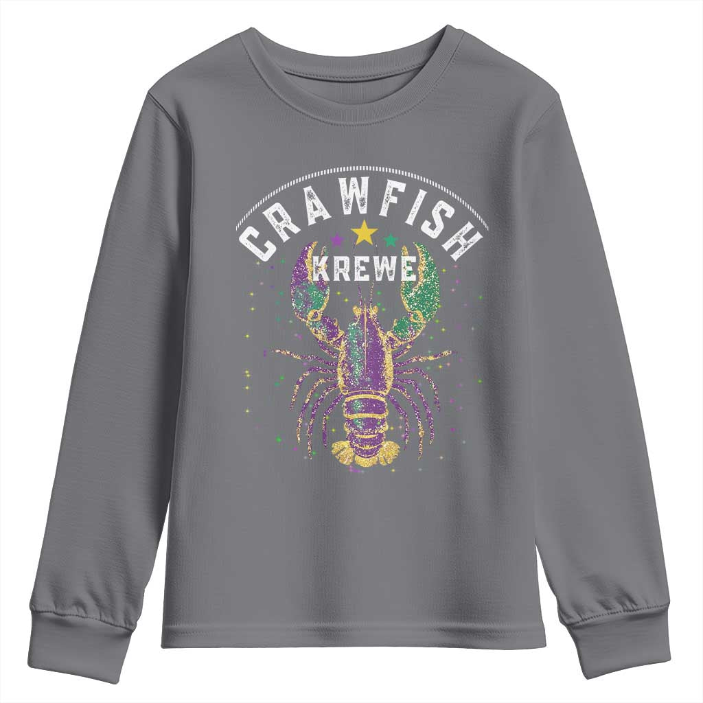 Funny Cajun Crawfish Boil Mardi Gras Youth Sweatshirt Crawfish Krewe TS11 Charcoal Print Your Wear