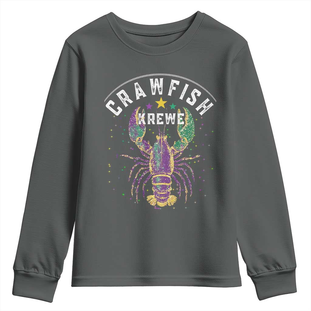 Funny Cajun Crawfish Boil Mardi Gras Youth Sweatshirt Crawfish Krewe TS11 Dark Heather Print Your Wear