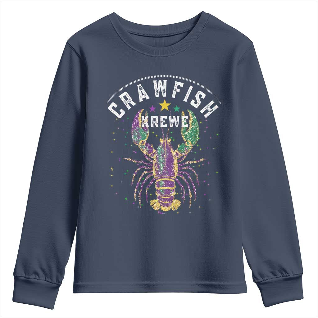 Funny Cajun Crawfish Boil Mardi Gras Youth Sweatshirt Crawfish Krewe TS11 Navy Print Your Wear
