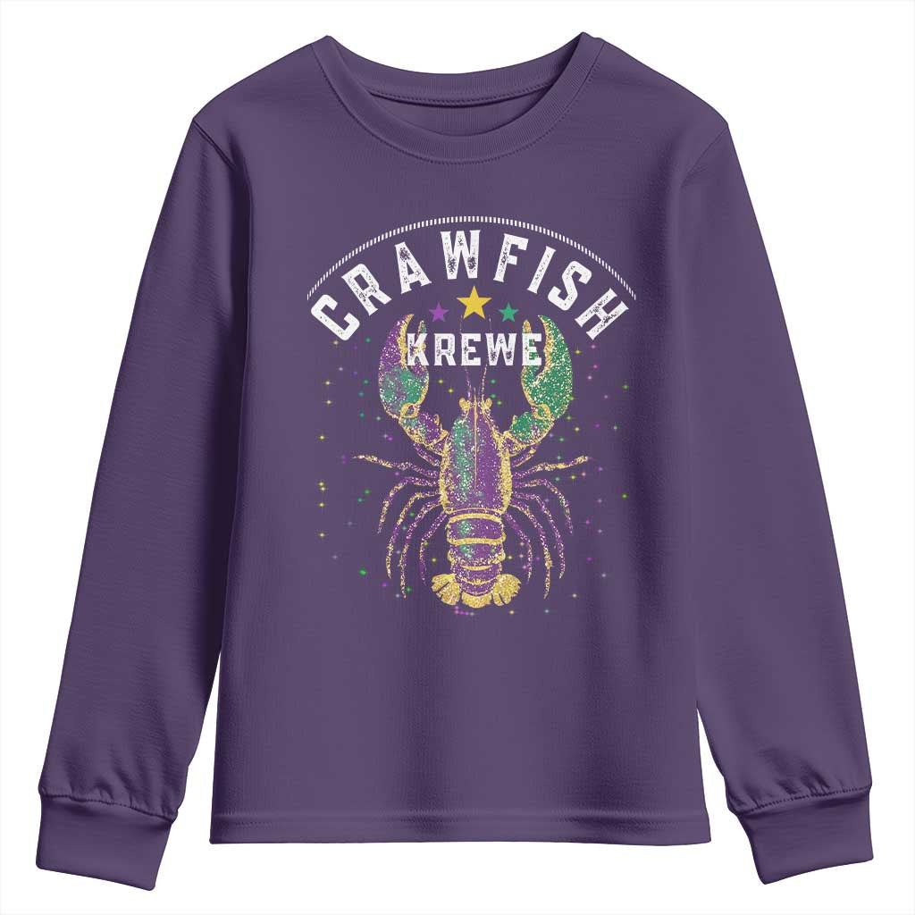 Funny Cajun Crawfish Boil Mardi Gras Youth Sweatshirt Crawfish Krewe TS11 Purple Print Your Wear