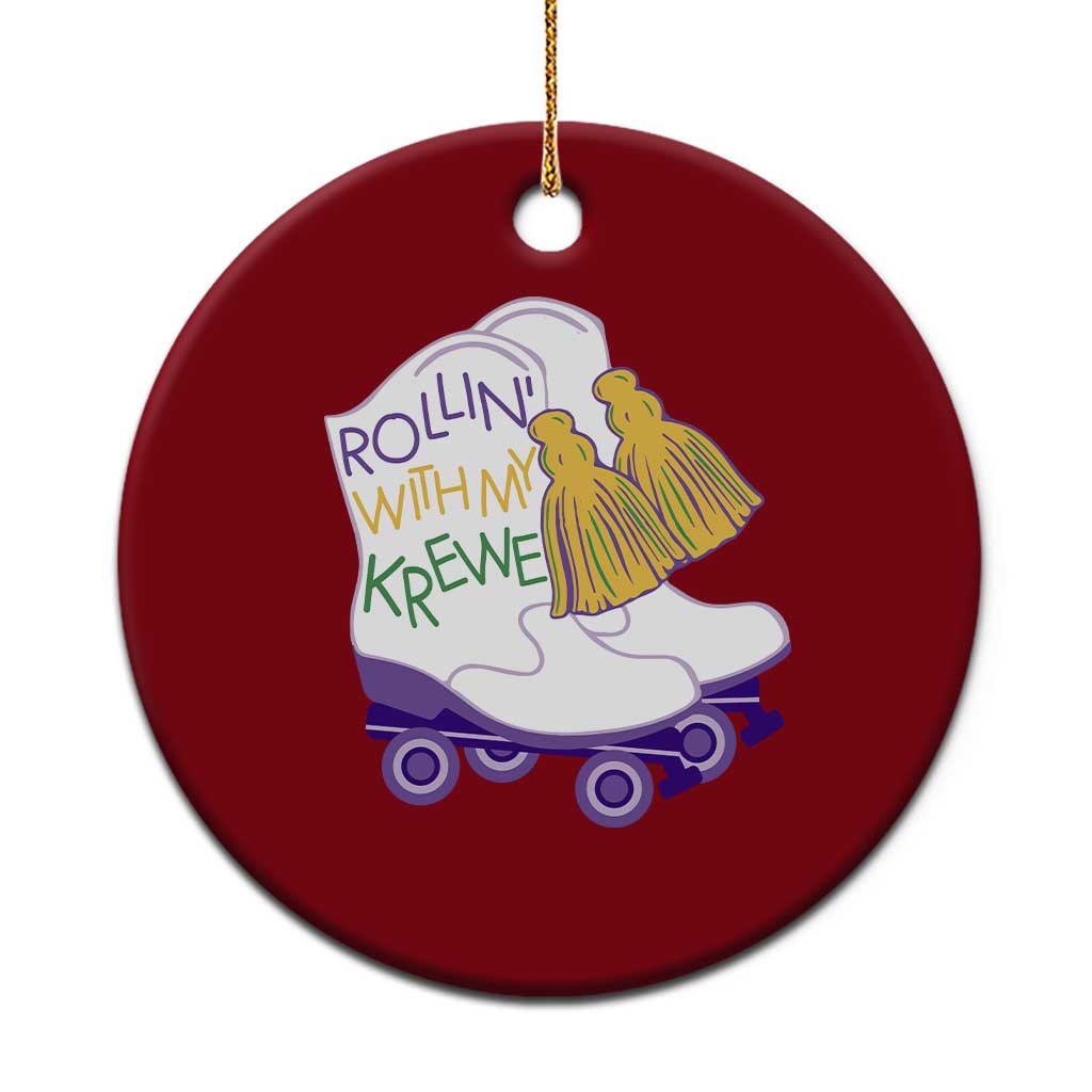 Funny Mardi Gras Ceramic Ornament Rollin' With My Krewe Marching Boots Carnival Party TS11 1pc Red Print Your Wear