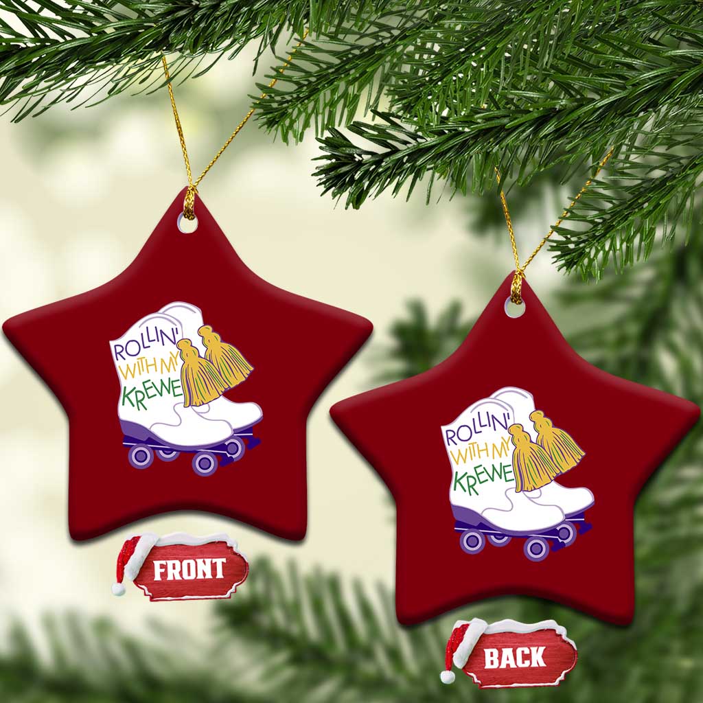 Funny Mardi Gras Ceramic Ornament Rollin' With My Krewe Marching Boots Carnival Party TS11 Print Your Wear