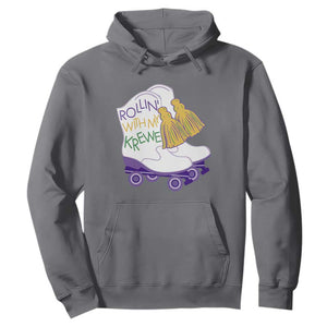 Funny Mardi Gras Hoodie Rollin' With My Krewe Marching Boots Carnival Party TS11 Charcoal Print Your Wear