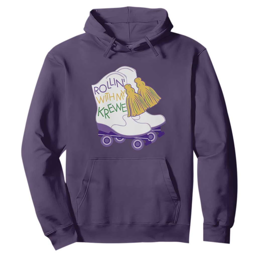 Funny Mardi Gras Hoodie Rollin' With My Krewe Marching Boots Carnival Party TS11 Purple Print Your Wear
