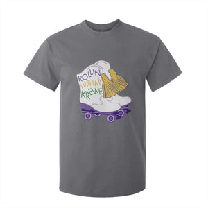 Funny Mardi Gras T Shirt For Kid Rollin' With My Krewe Marching Boots Carnival Party TS11 Charcoal Print Your Wear