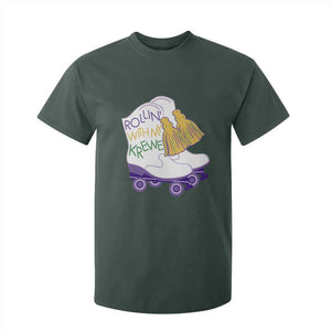Funny Mardi Gras T Shirt For Kid Rollin' With My Krewe Marching Boots Carnival Party TS11 Dark Forest Green Print Your Wear