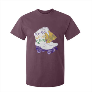 Funny Mardi Gras T Shirt For Kid Rollin' With My Krewe Marching Boots Carnival Party TS11 Maroon Print Your Wear