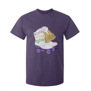 Funny Mardi Gras T Shirt For Kid Rollin' With My Krewe Marching Boots Carnival Party TS11 Purple Print Your Wear