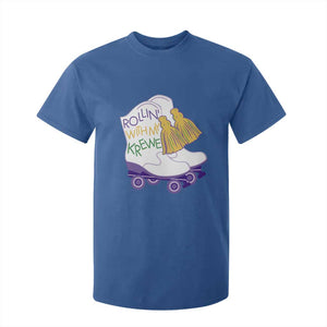 Funny Mardi Gras T Shirt For Kid Rollin' With My Krewe Marching Boots Carnival Party TS11 Royal Blue Print Your Wear