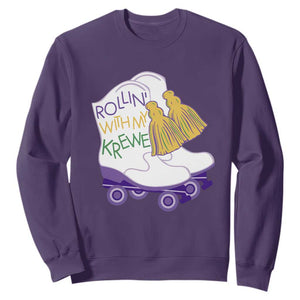 Funny Mardi Gras Sweatshirt Rollin' With My Krewe Marching Boots Carnival Party TS11 Purple Print Your Wear