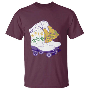 Funny Mardi Gras T Shirt Rollin' With My Krewe Marching Boots Carnival Party TS11 Maroon Print Your Wear