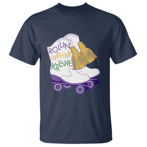 Funny Mardi Gras T Shirt Rollin' With My Krewe Marching Boots Carnival Party TS11 Navy Print Your Wear