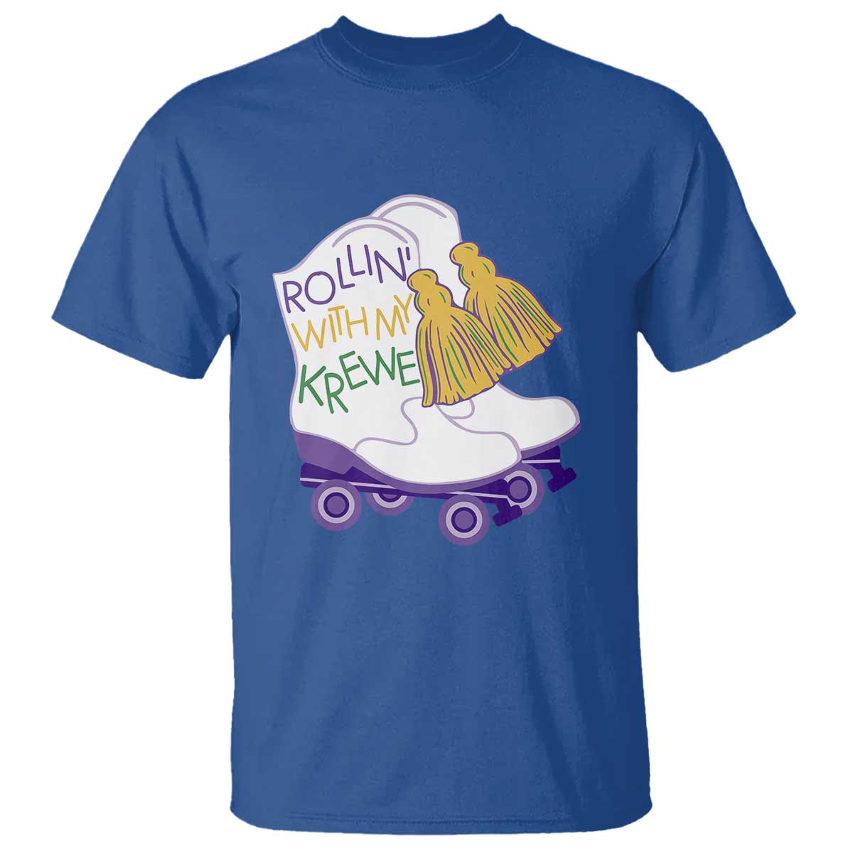Funny Mardi Gras T Shirt Rollin' With My Krewe Marching Boots Carnival Party TS11 Royal Blue Print Your Wear